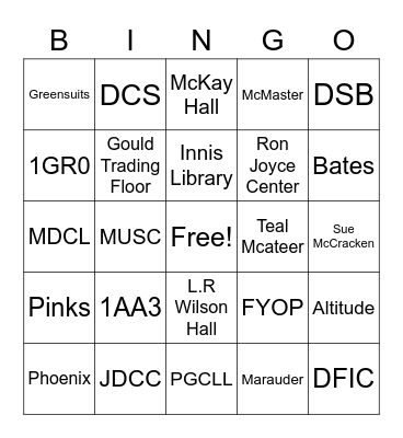 DeGroote Bingo (1) Bingo Card