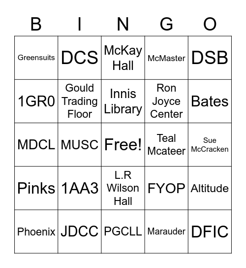 DeGroote Bingo (1) Bingo Card