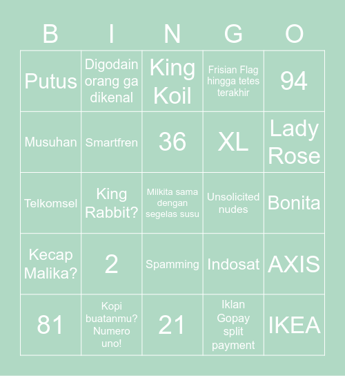 Krys’ Bingo! Bingo Card