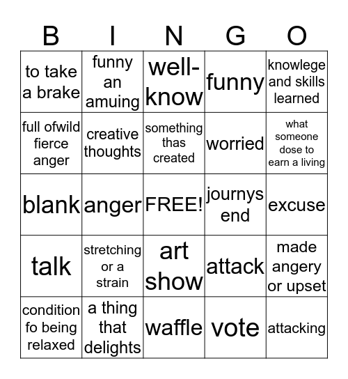 bingo gavin Bingo Card