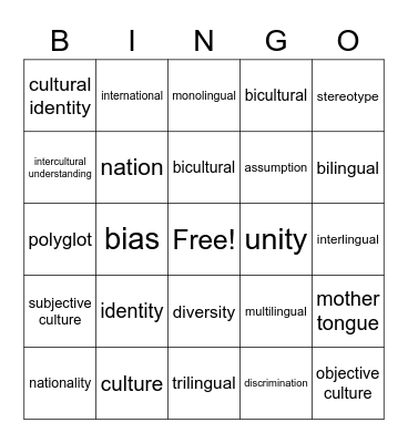 Unity Through Diversity Bingo Card