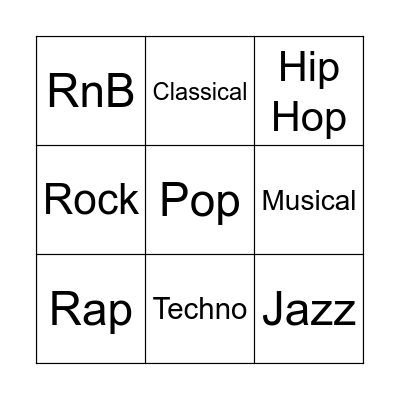 Music Bingo Card