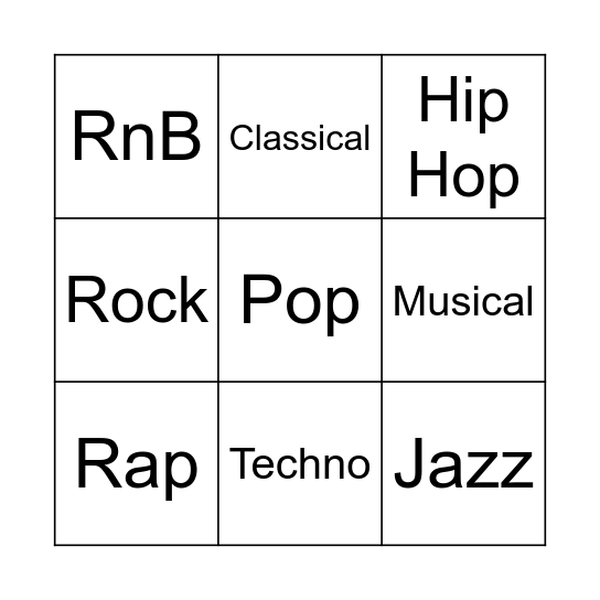 Music Bingo Card