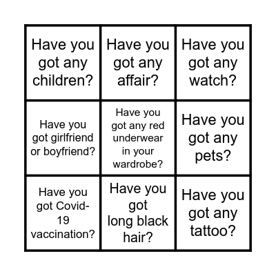 Have you got...? Bingo Card