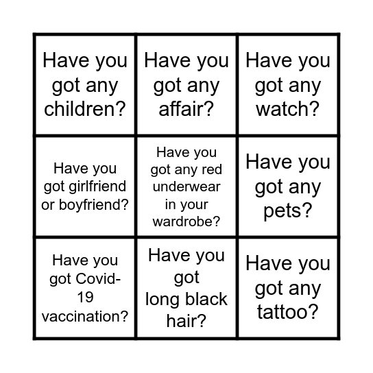 Have you got...? Bingo Card