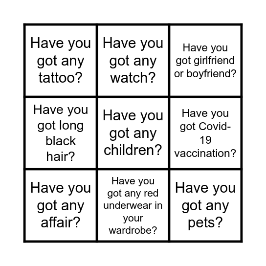 Have you ever...? Bingo Card