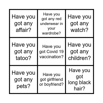 Have you got...? Bingo Card