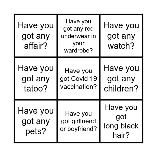 Have you got...? Bingo Card