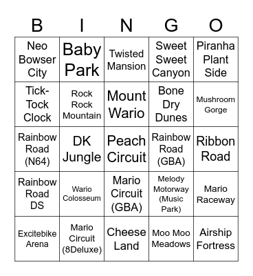 VeggieJoe ROUND 2 (Mario kart) Bingo Card
