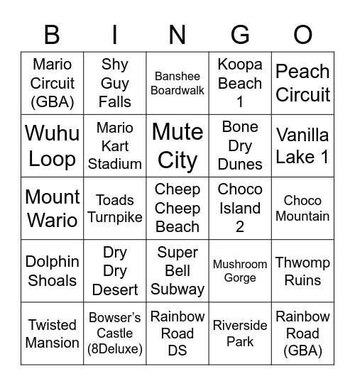Ness ROUND 1 (Mario Kart) Bingo Card