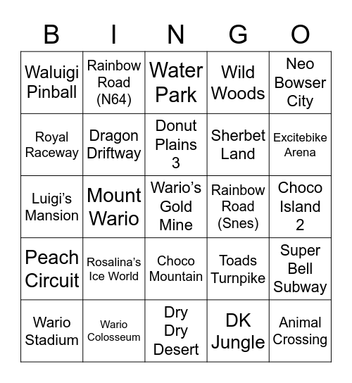 Ness ROUND 2 (Mario Kart) Bingo Card