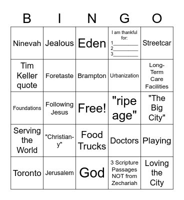 September 19th, 2021 Sermon Bingo Card
