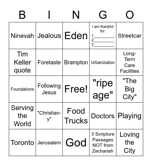 September 19th, 2021 Sermon Bingo Card