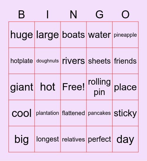 Nouns Bingo Card