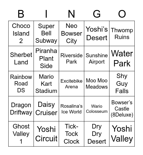 Cobalt ROUND 2 (Mario Kart) Bingo Card