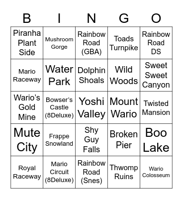 Pete ROUND 1 (MARIO KART) Bingo Card