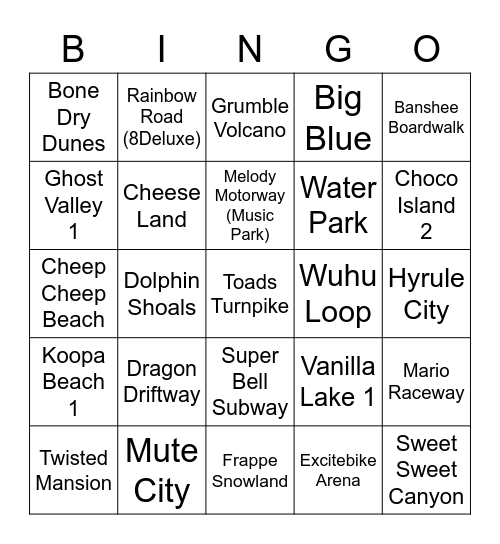 Mark ROUND 1 (Mario Kart) Bingo Card