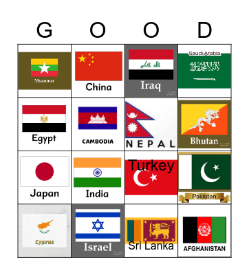 Flags of Asia Bingo Card