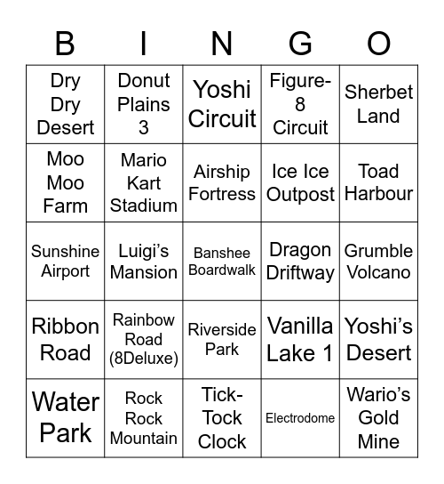 Mark ROUND 2 (Mario Kart) Bingo Card