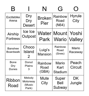 Ralfonic ROUND 1 Mario Kart Bingo Card