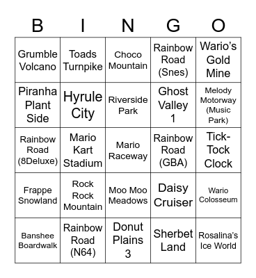 Pan ROUND 1 (Mario Kart) Bingo Card