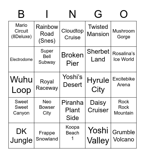 Steelcario ROUND 1 Mario Kart Bingo Card