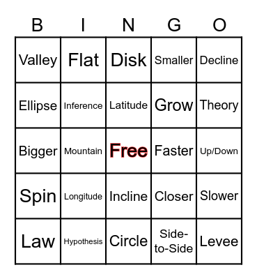 Vocabulary Bingo Card