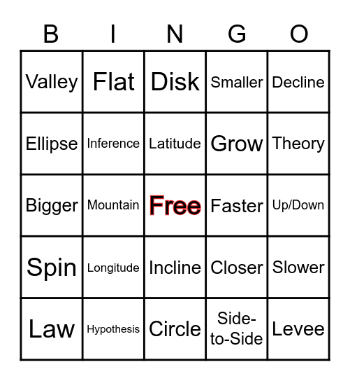 Vocabulary Bingo Card