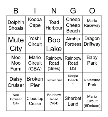 Holly ROUND 1 Mario Kart Bingo Card