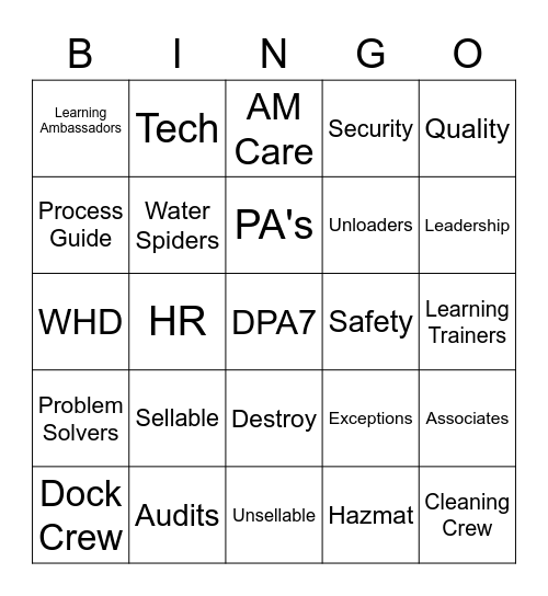 DPA7 Bingo Card