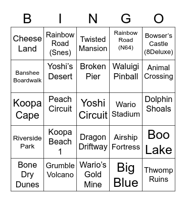 Irri ROUND 1 Mario Kart Bingo Card