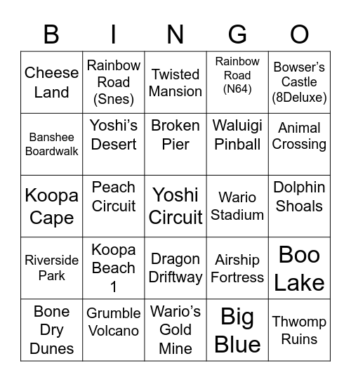 Irri ROUND 1 Mario Kart Bingo Card