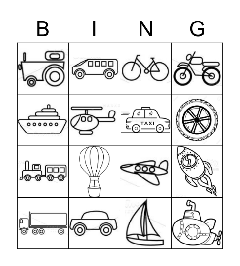 TRANSPORTS Bingo Card