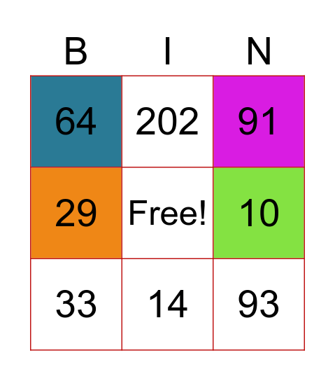 Math Bingo เรื่อง แบบรูป Bingo Card