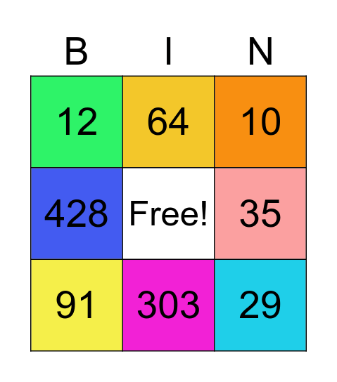 Math Bingo เรื่องแบบรูป Bingo Card