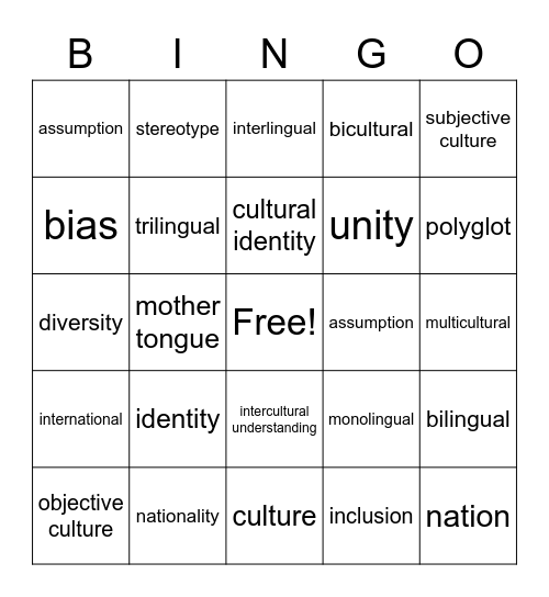 Unity through Diversity Bingo Card