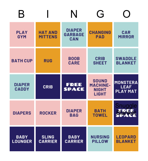 Enrica's Baby Shower Bingo Card