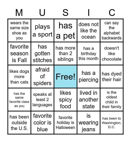 Find Someone Who... Bingo Card