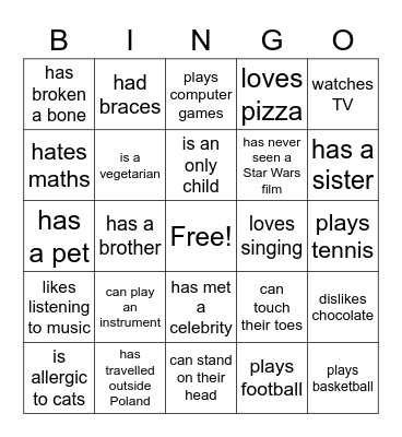 Find someone who... Bingo Card