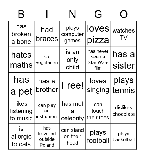 Find someone who... Bingo Card