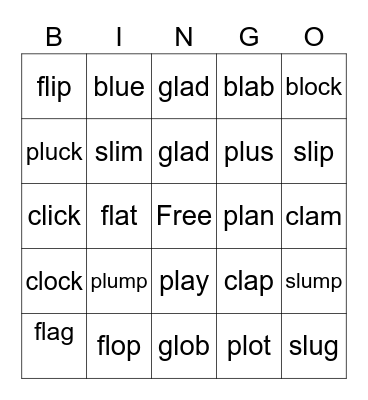 L Blends Bingo Card