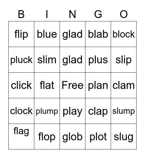 L Blends Bingo Card