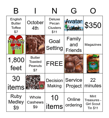 Fall Product BINGO Card
