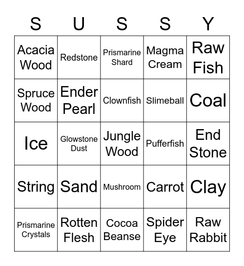 Hypixel Skyblock Bingo Card