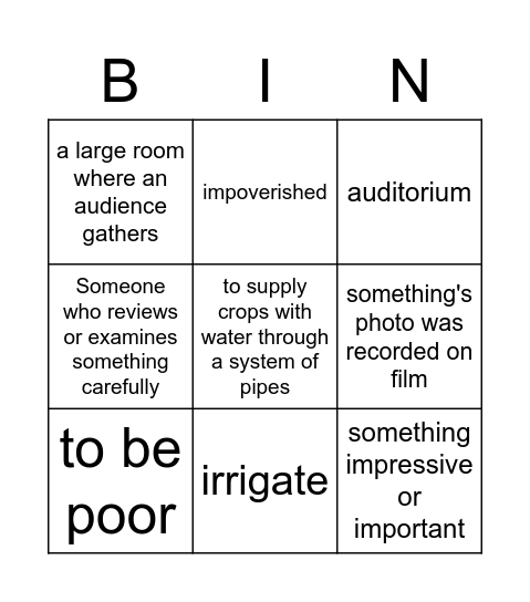 5th Grade-M1W2 Vocab Bingo Card