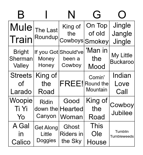 Cowboy Music! Bingo Card