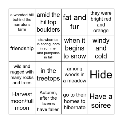 Every Autumn Comes the Bear Bingo Card