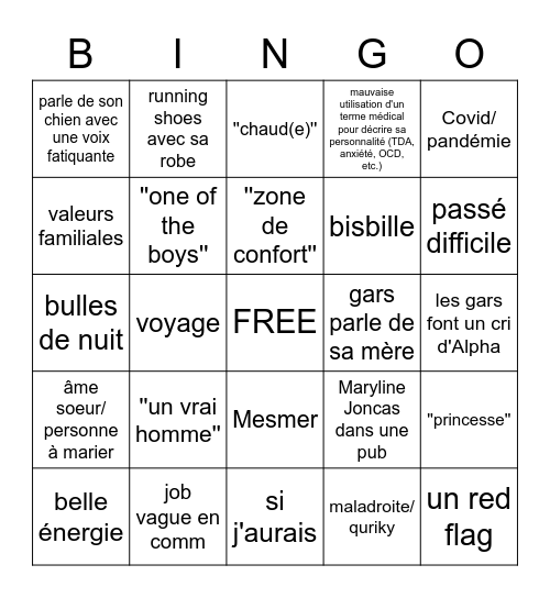 TAPIS ROUGE 2021 Bingo Card