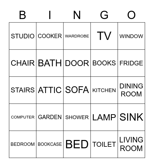 PARTS OF THE HOUSE Bingo Card