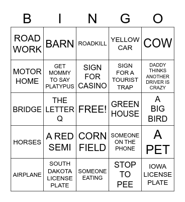 SOUTH DAKOTA Bingo Card